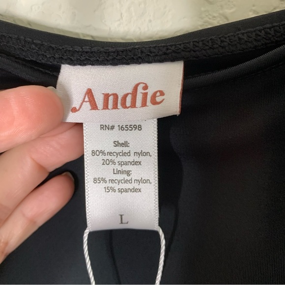 Andie Womens black the full coverage Amalfi one piece swimsuit L NWT - Picture 5 of 9
